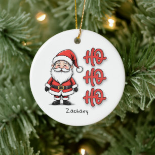 Custom Festive Santa Claus Ho Ho Ho Christmas Ceramic Ornament