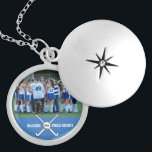 Custom Field Hockey Photo Collage Name Team Number Locket Necklace<br><div class="desc">This personalized field hockey photo collage features your uploaded photos, criss-crossed field hockey sticks, a ball, your player's number and your choice of text - team name, coach's name, player's name, number, etc. Easily change the background colour to match your team colours - just click on "customize" and then the...</div>