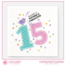 Custom Fifteen and Fabulous Pink Confetti Birthday