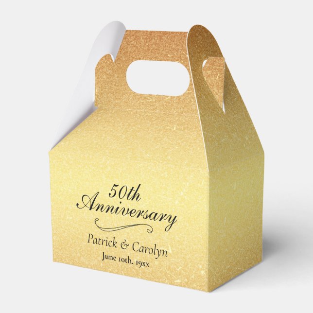 Custom Fiftieth Anniversary Golden  Favour Box (Front Side)