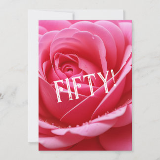 CUSTOM FIFTY BIRTHDAY RED ROSE FLOWER  INVITATION