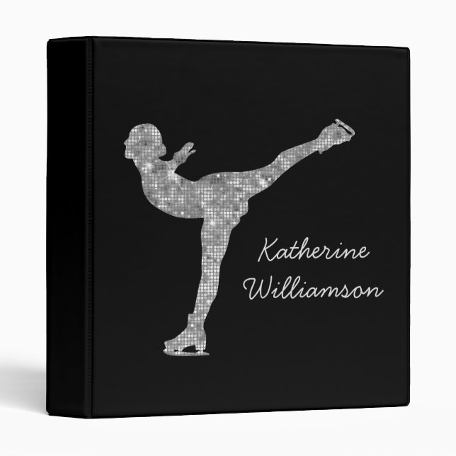 Custom Figure Skating Ice Skating Silver Shimmer Binder (Front/Spine)