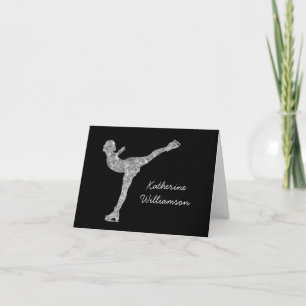 Custom Figure Skating Ice Skating Silver Shimmer Card