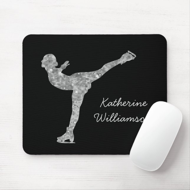 Custom Figure Skating Ice Skating Silver Shimmer Mouse Pad (With Mouse)