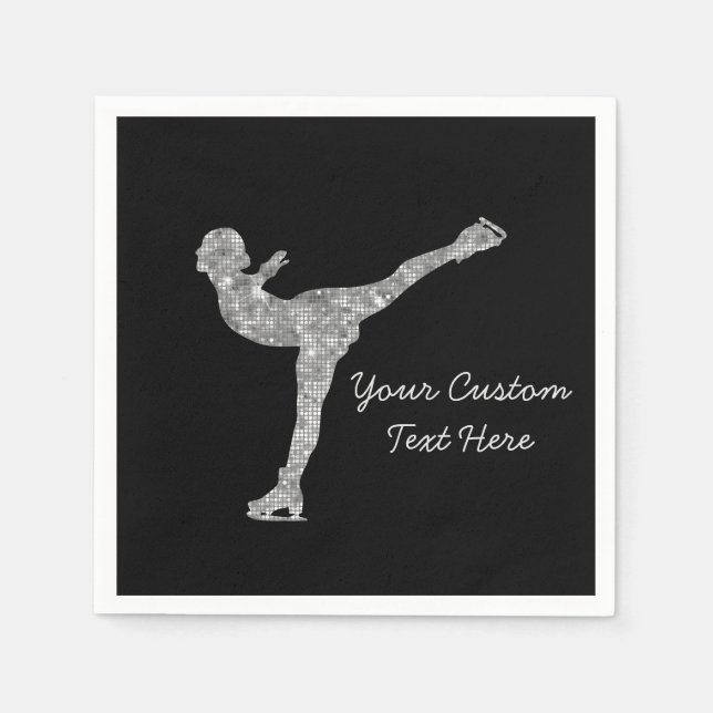 Custom Figure Skating Ice Skating Silver Shimmer Napkin (Front)