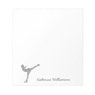 Custom Figure Skating Ice Skating Silver Shimmer Notepad
