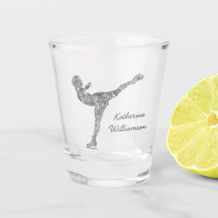 Custom Figure Skating Ice Skating Silver Shimmer Shot Glass