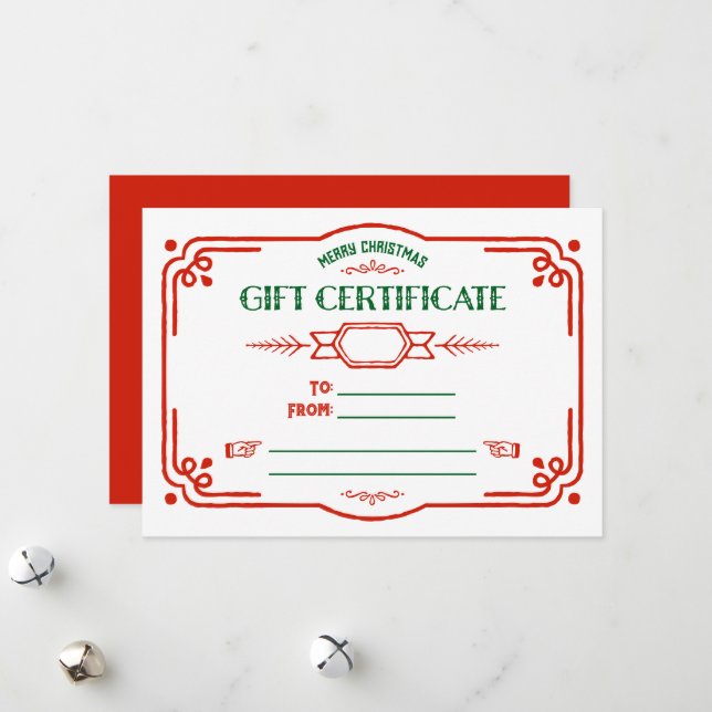 Custom Fill in the Blank Holiday Gift Certificate Card (Front/Back In Situ)