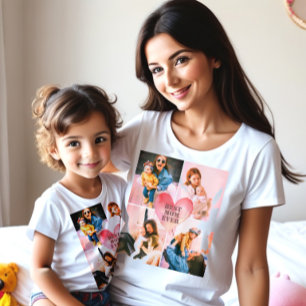 Custom filtered pictures x4 and monogram heart T-Shirt