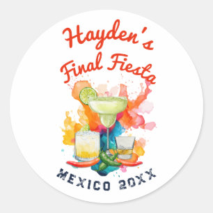Custom Final Fiesta Bachelorette Mexico Margarita Classic Round Sticker
