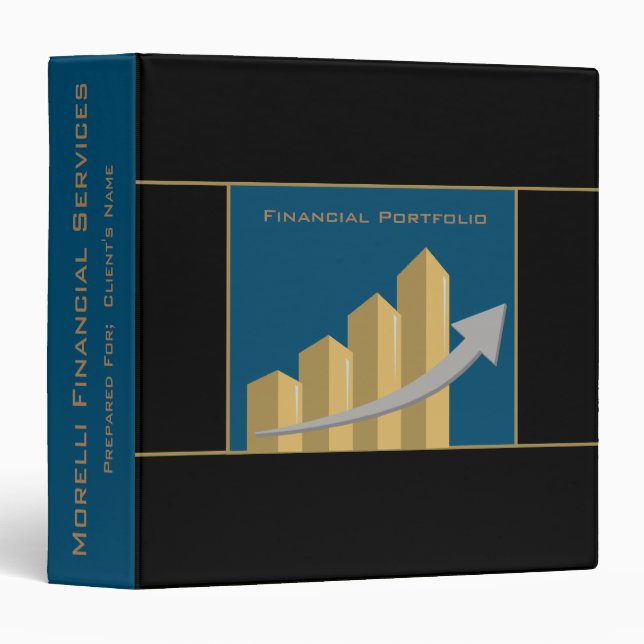 Custom Financial Portfolio Black | Blue Binder (Front/Spine)
