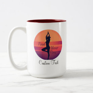 Custom Find Your Flow Sunset Yoga Two-Tone Coffee Mug