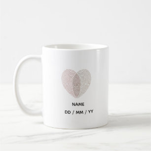 Custom Fingerprint Heart Wedding Anniversary  Coffee Mug
