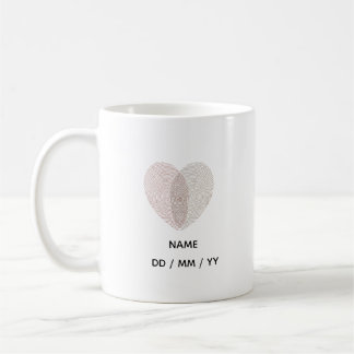 Custom Fingerprint Heart Wedding Anniversary Coffee Mug