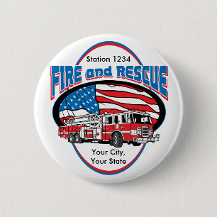 Custom Fire and Rescue 2 Inch Round Button