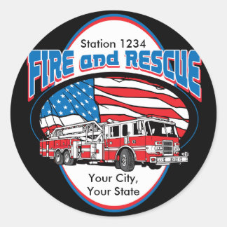 Custom Fire and Rescue Classic Round Sticker