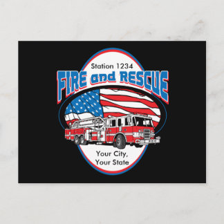 Custom Fire and Rescue Postcard