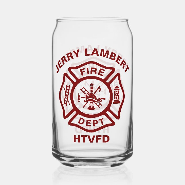 Custom Fire Department Firefighter Badge Can Glass (Front)