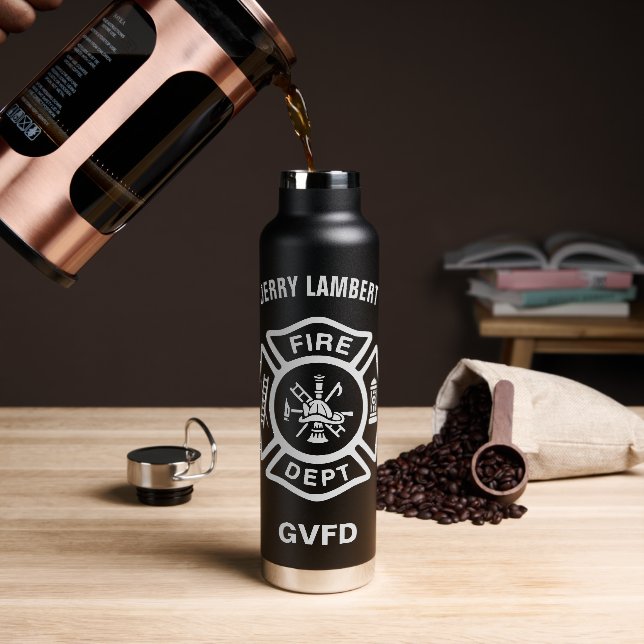 Custom Fire Department Firefighter Badge  Water Bottle (Coffee)