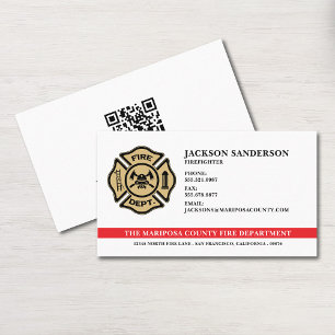 Custom Fire Department Firefighter QR Code Logo Business Card