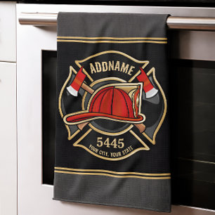 Custom Fire Station Name & Department Badge  Kitchen Towel