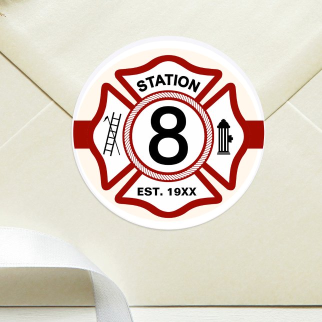 Custom Fire Station Number Classic Round Sticker (Creator Uploaded)
