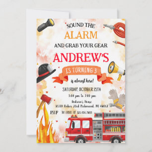 Custom Fire truck Birthday party Invitation