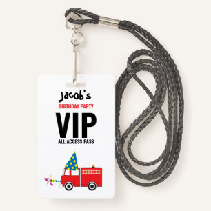 Custom Fire Truck Birthday Party Pass Favour  Badge