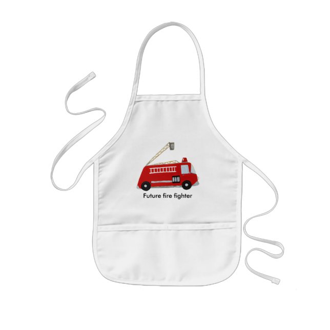 Custom Fire truck with text Kids Apron (Front)