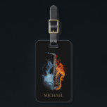 Custom Fire & Water Luxury Musician Saxophone      Luggage Tag<br><div class="desc">Travel in style with this elegant saxophone luggage tag featuring a striking fire and water inspired design. Perfect for musicians, saxophone players, and music lovers who want their travel accessories to stand out. The sophisticated artwork creates a unique and artistic look while the personalized name option makes it easy to...</div>