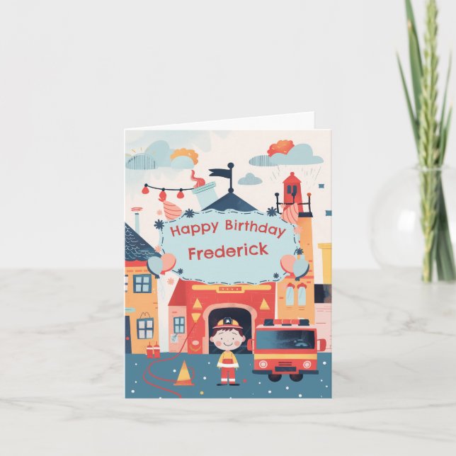 Custom firefighter birthday card (Front)