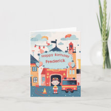 Custom firefighter birthday card