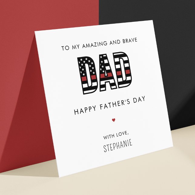 Custom Firefighter Dad Father's Day Thin Red Line Card (Creator Uploaded)