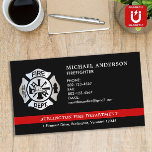 Custom Firefighter Fire Department Emblem Logo Magnetic Business Card