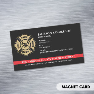 Custom Firefighter Fire Department Fireman Logo Magnetic Business Card