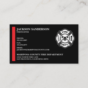 Custom Firefighter Fire Department Logo Business Card
