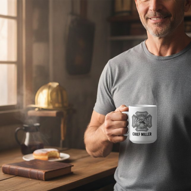 Custom Firefighter Name Years of Service Gift Coffee Mug (Creator Uploaded)