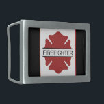 Custom Firefighter Red Logo Symbol  Belt Buckle<br><div class="desc">Personalized Firefighter Red Logo Symbol Fire Rescue Department Gifts!</div>