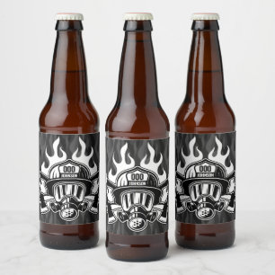 Custom Firefighter Rescue Fire Department Station  Beer Bottle Label