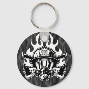 Custom Firefighter Rescue Fire Department Station  Keychain