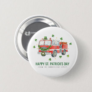 Custom Firefighter St. Patrick's Day Fire Truck 2 Inch Round Button