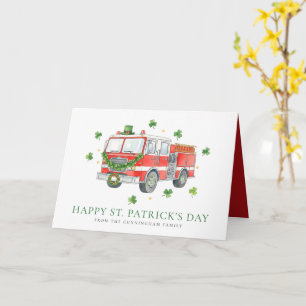 Custom Firefighter St. Patrick's Day Fire Truck Card