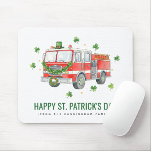 Custom Firefighter St. Patrick's Day Fire Truck Mouse Pad