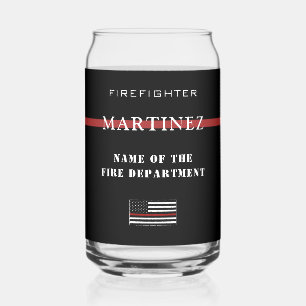 Custom Firefighter Thin Red Line Fire Department Can Glass
