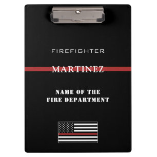 Custom Firefighter Thin Red Line Fire Department Clipboard