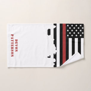 Custom Firefighter Thin Red Line Fire Department Hand Towel