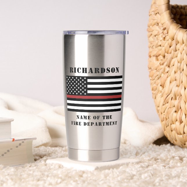 Custom Firefighter Thin Red Line Fire Department  Insulated Tumbler (Living Room)