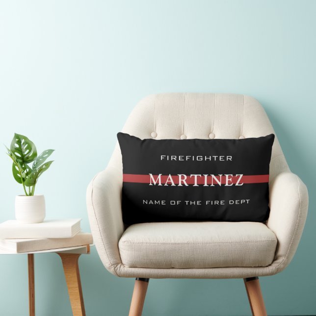 Custom Firefighter Thin Red Line Fire Department Lumbar Pillow (Chair)