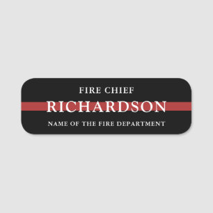 Custom Firefighter Thin Red Line Fire Department Name Tag