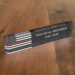  Custom Firefighter Thin Red Line Fire Department Nameplate